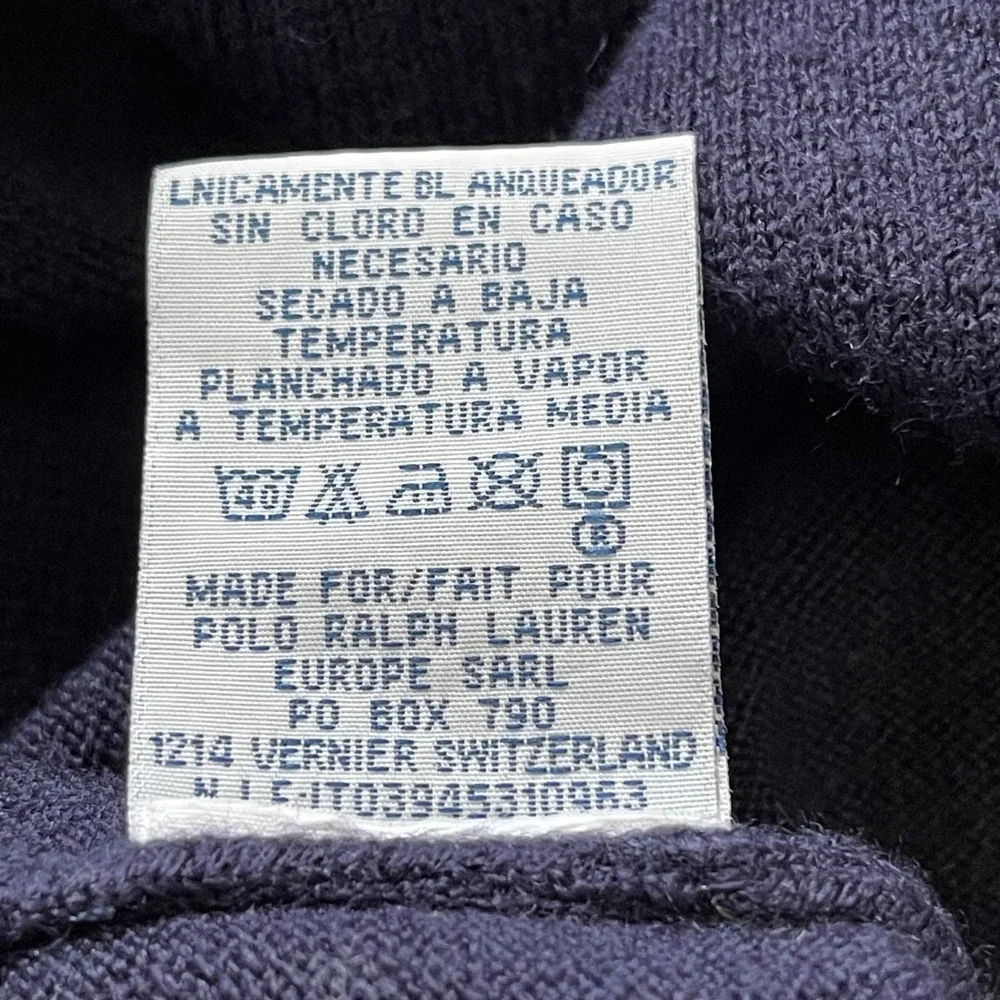 Polo Ralph Lauren Navy Crewneck Sweater XXL Red Pony Logo 100% Cotton Pullover‎